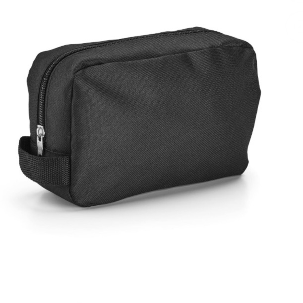 NWOT Skyway Black Travel Toiletry Cosmetic Bag / Case w/ Webbed Handle & Zopper